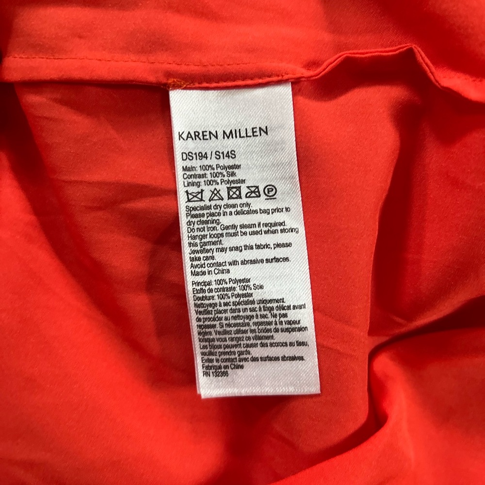 KAREN MILLEN Orange Chiffon Dress Size 4 - Picture 8 of 9